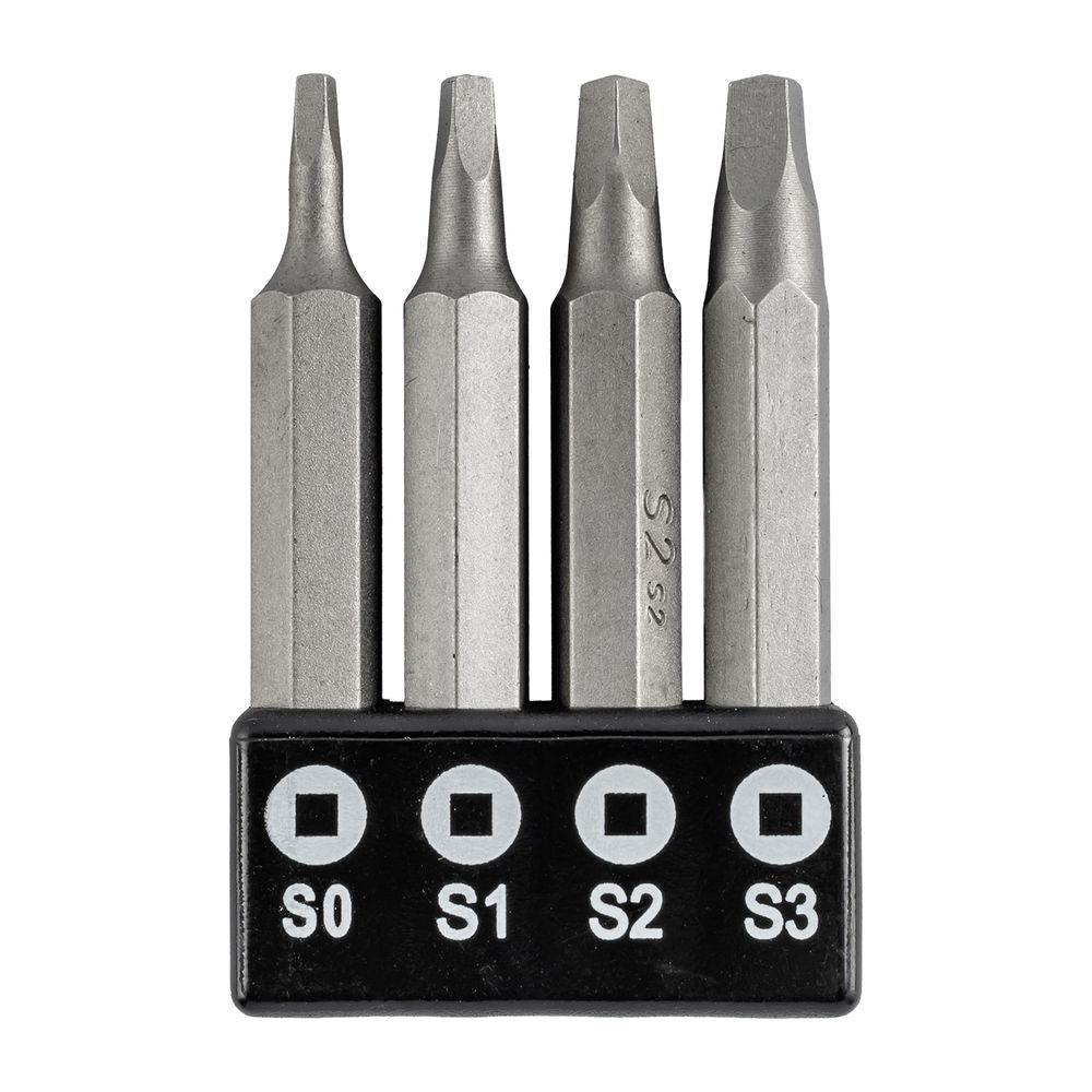 Screwdriver Bit Set Square Recess 4pce 50mm Sq0.1.2.3